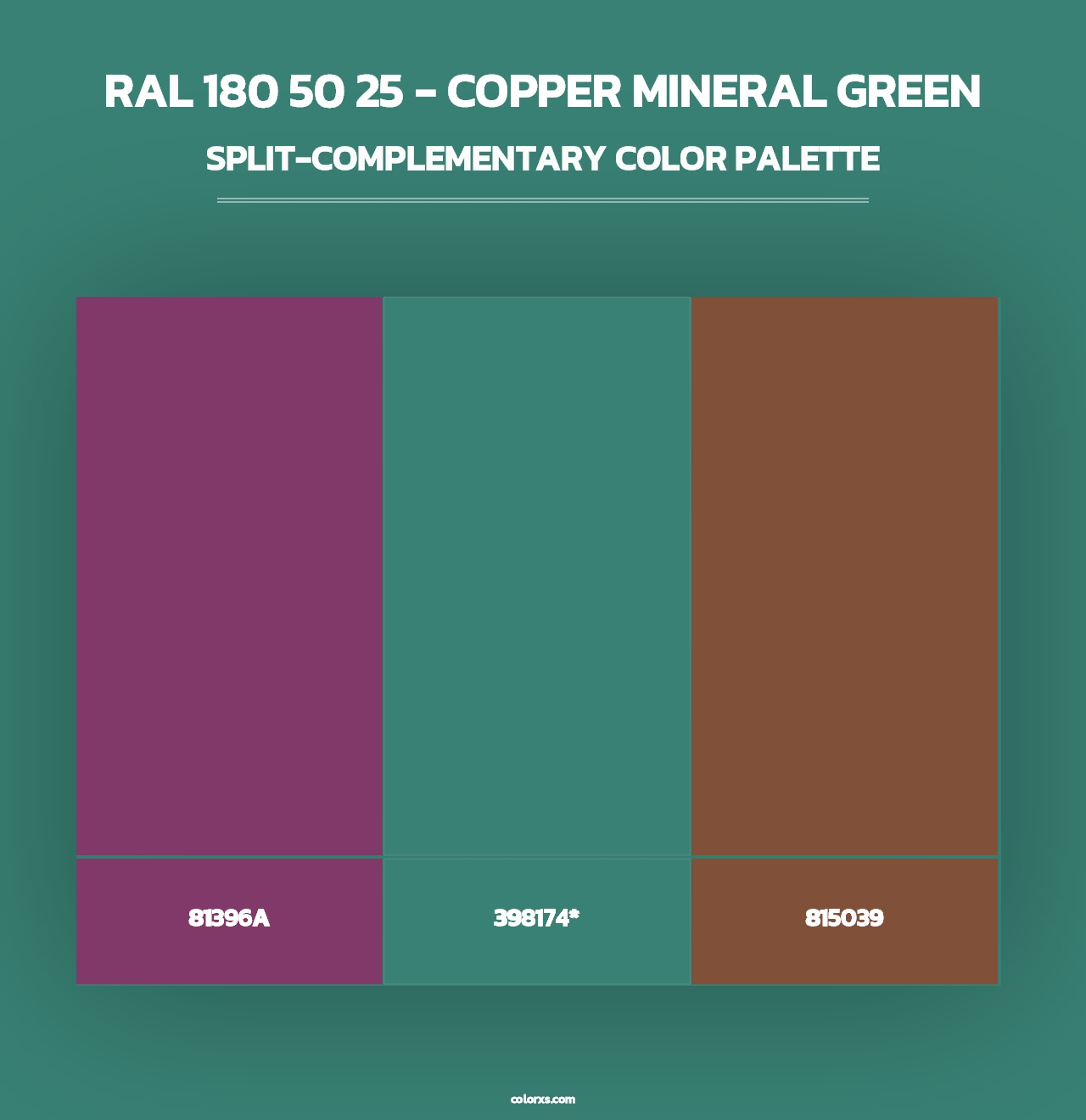 RAL 180 50 25 - Copper Mineral Green - Split-Complementary Color Palette