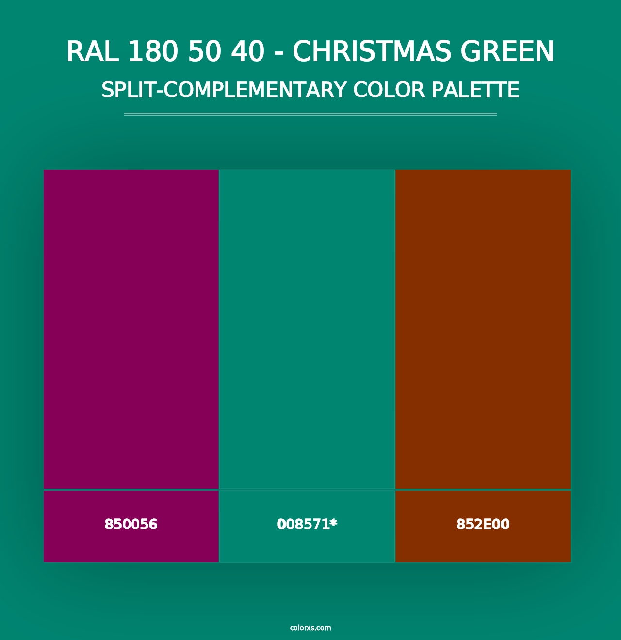 RAL 180 50 40 - Christmas Green - Split-Complementary Color Palette