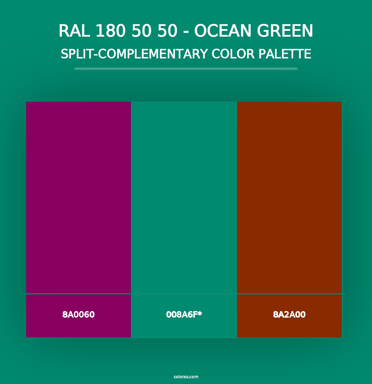 RAL 180 50 50 - Ocean Green - Split-Complementary Color Palette