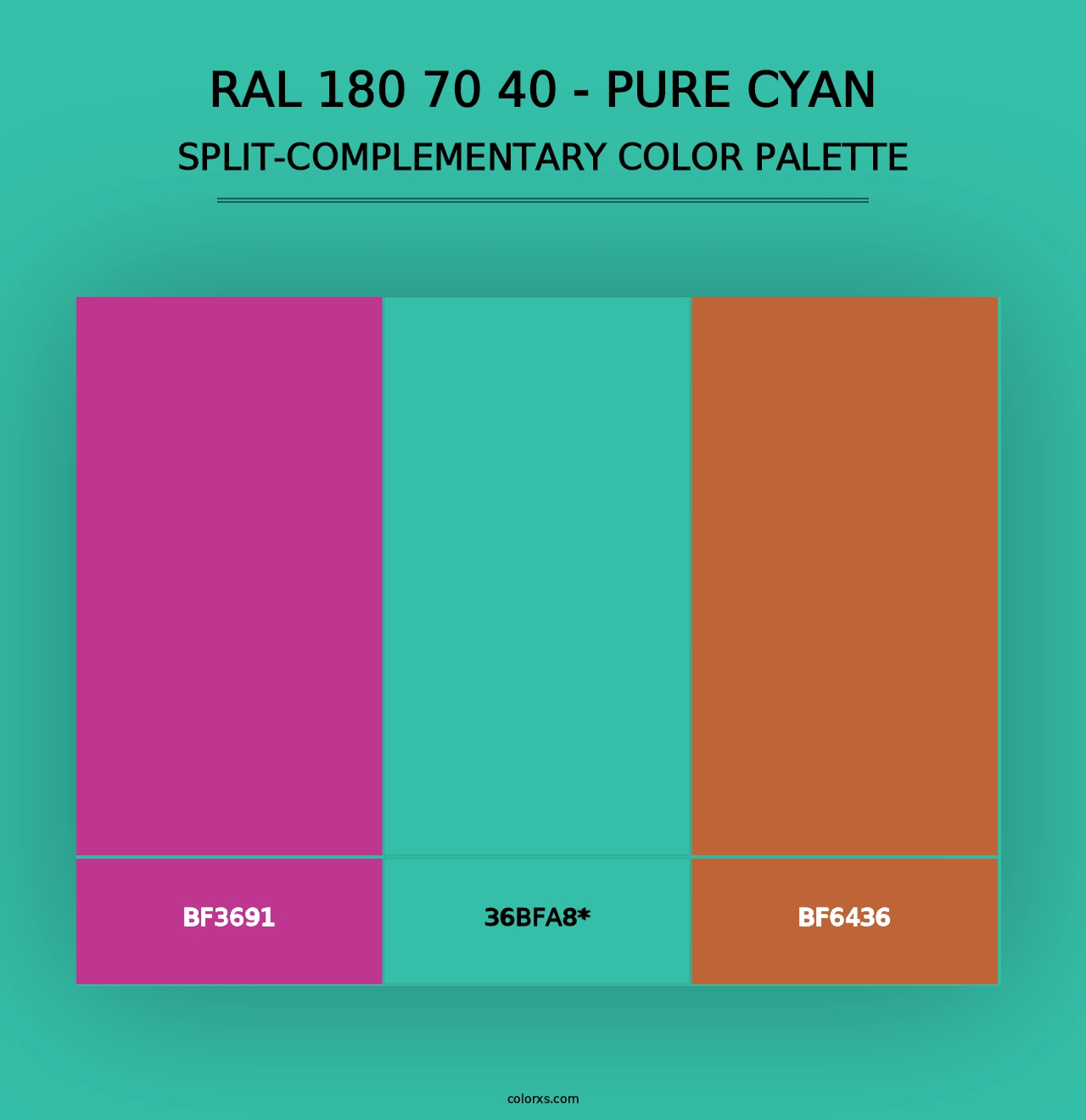 RAL 180 70 40 - Pure Cyan - Split-Complementary Color Palette