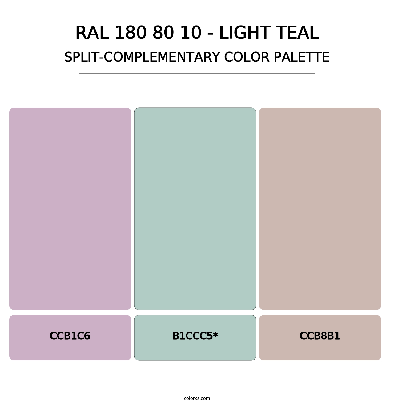 RAL 180 80 10 - Light Teal - Split-Complementary Color Palette