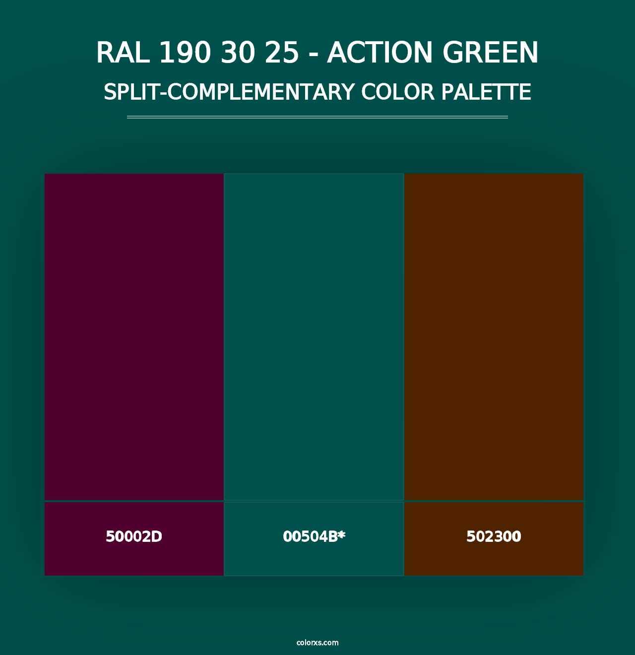 RAL 190 30 25 - Action Green - Split-Complementary Color Palette