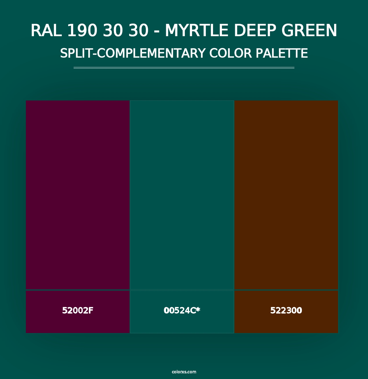 RAL 190 30 30 - Myrtle Deep Green - Split-Complementary Color Palette