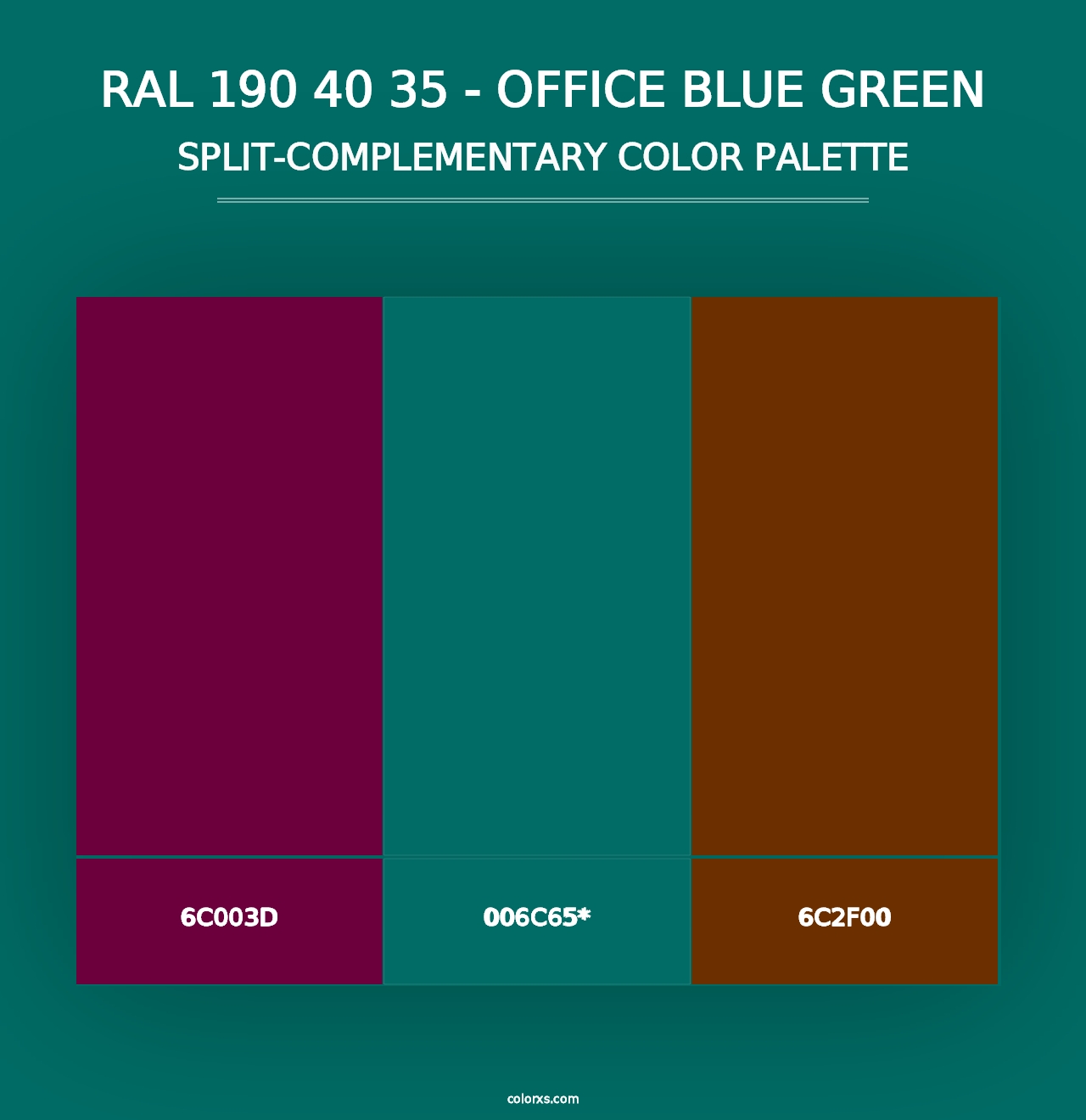 RAL 190 40 35 - Office Blue Green - Split-Complementary Color Palette