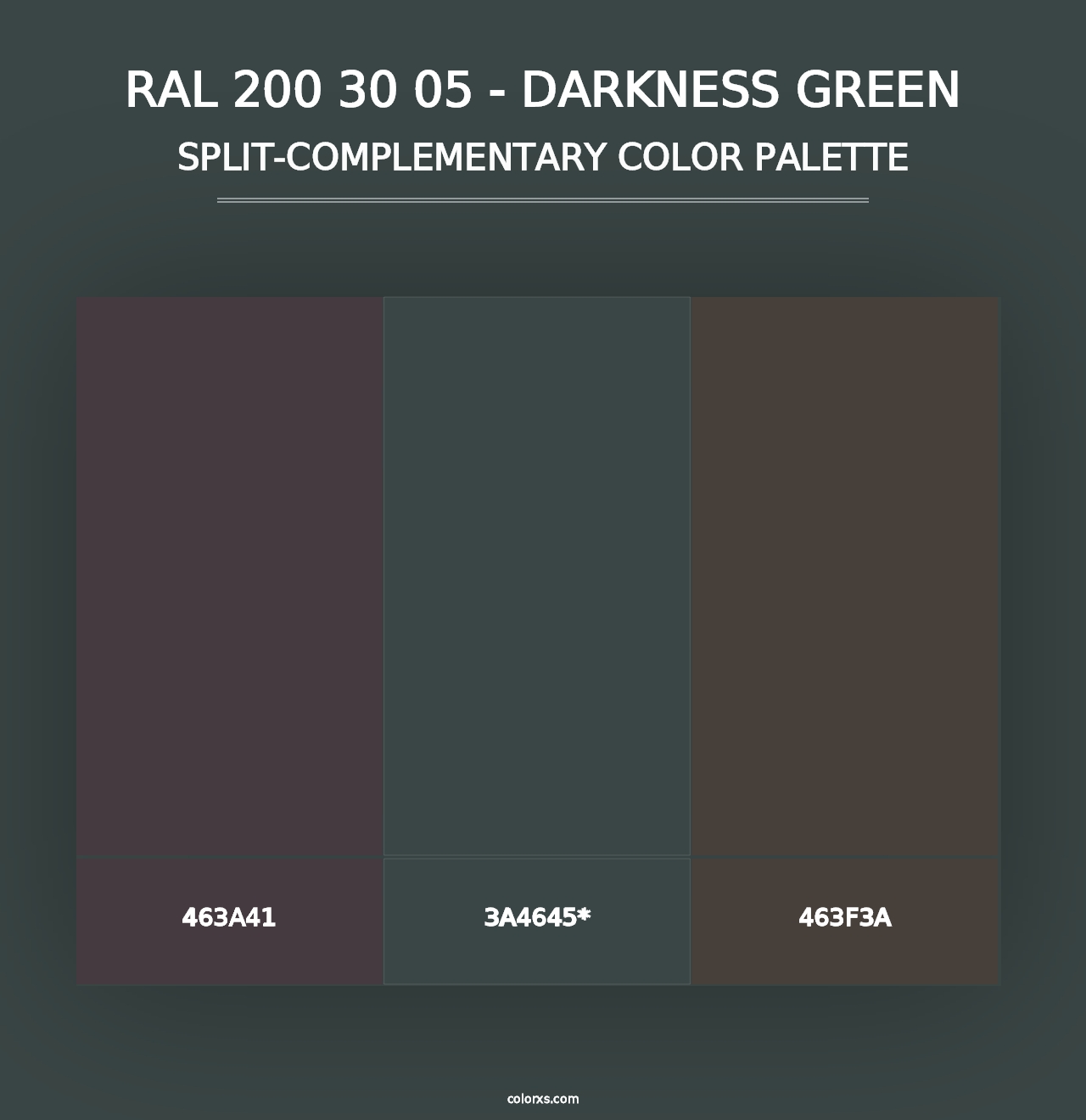 RAL 200 30 05 - Darkness Green - Split-Complementary Color Palette