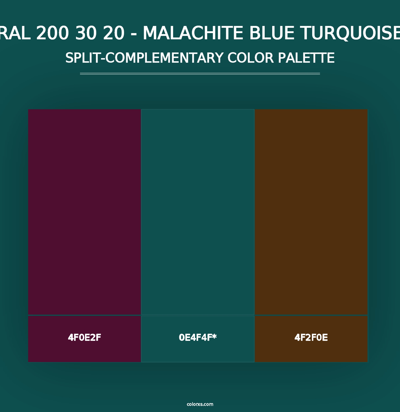 RAL 200 30 20 - Malachite Blue Turquoise - Split-Complementary Color Palette