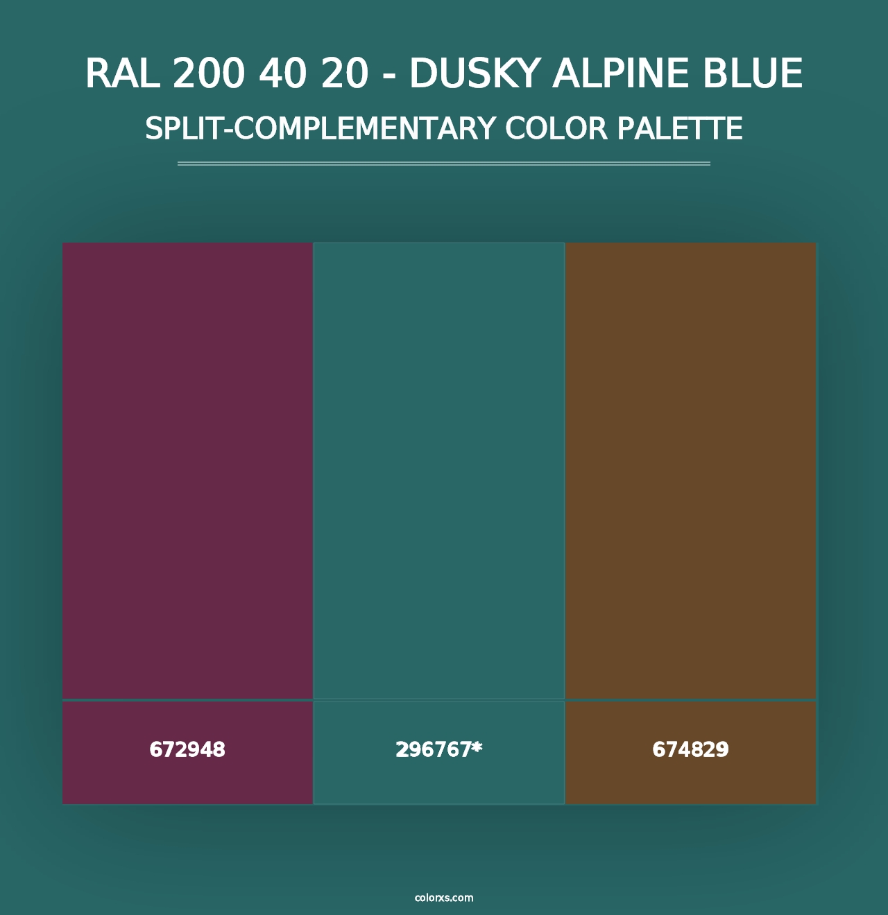 RAL 200 40 20 - Dusky Alpine Blue - Split-Complementary Color Palette