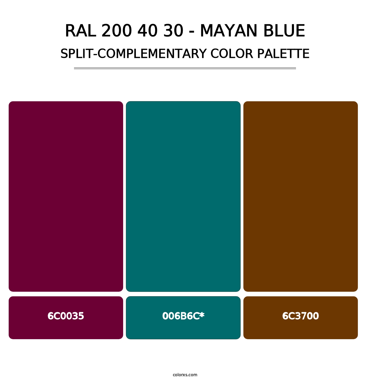 RAL 200 40 30 - Mayan Blue - Split-Complementary Color Palette