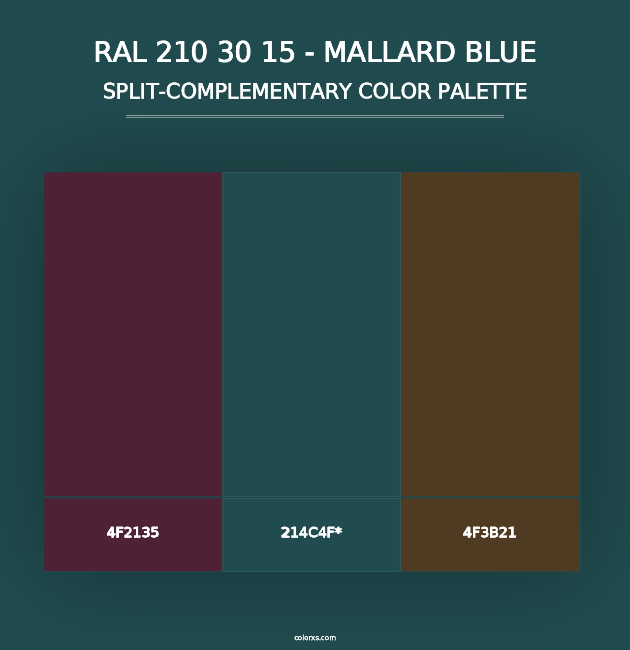 RAL 210 30 15 - Mallard Blue - Split-Complementary Color Palette