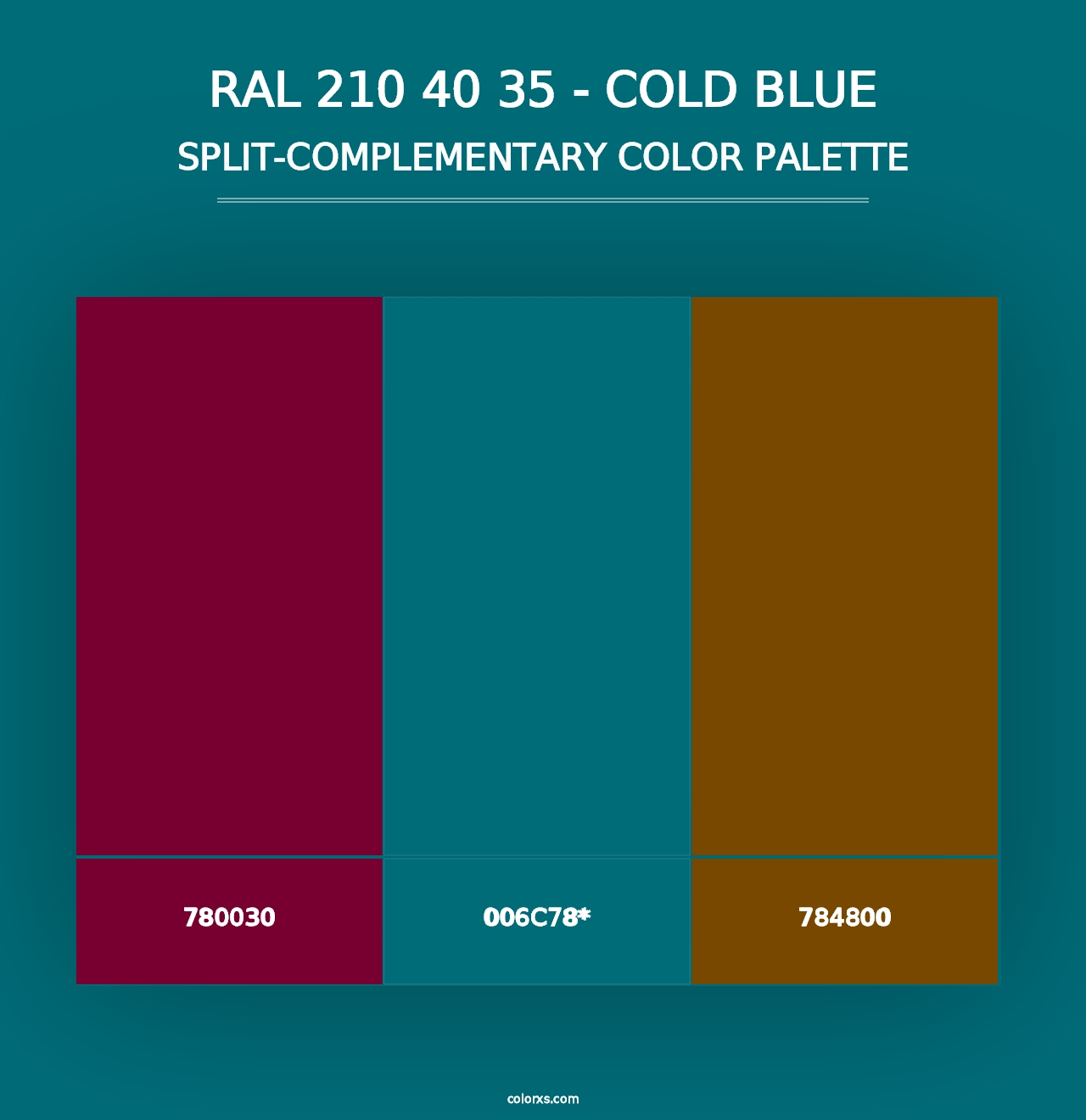 RAL 210 40 35 - Cold Blue - Split-Complementary Color Palette