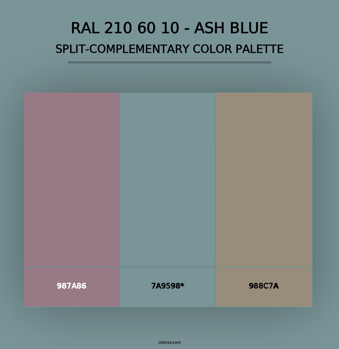 RAL 210 60 10 - Ash Blue - Split-Complementary Color Palette