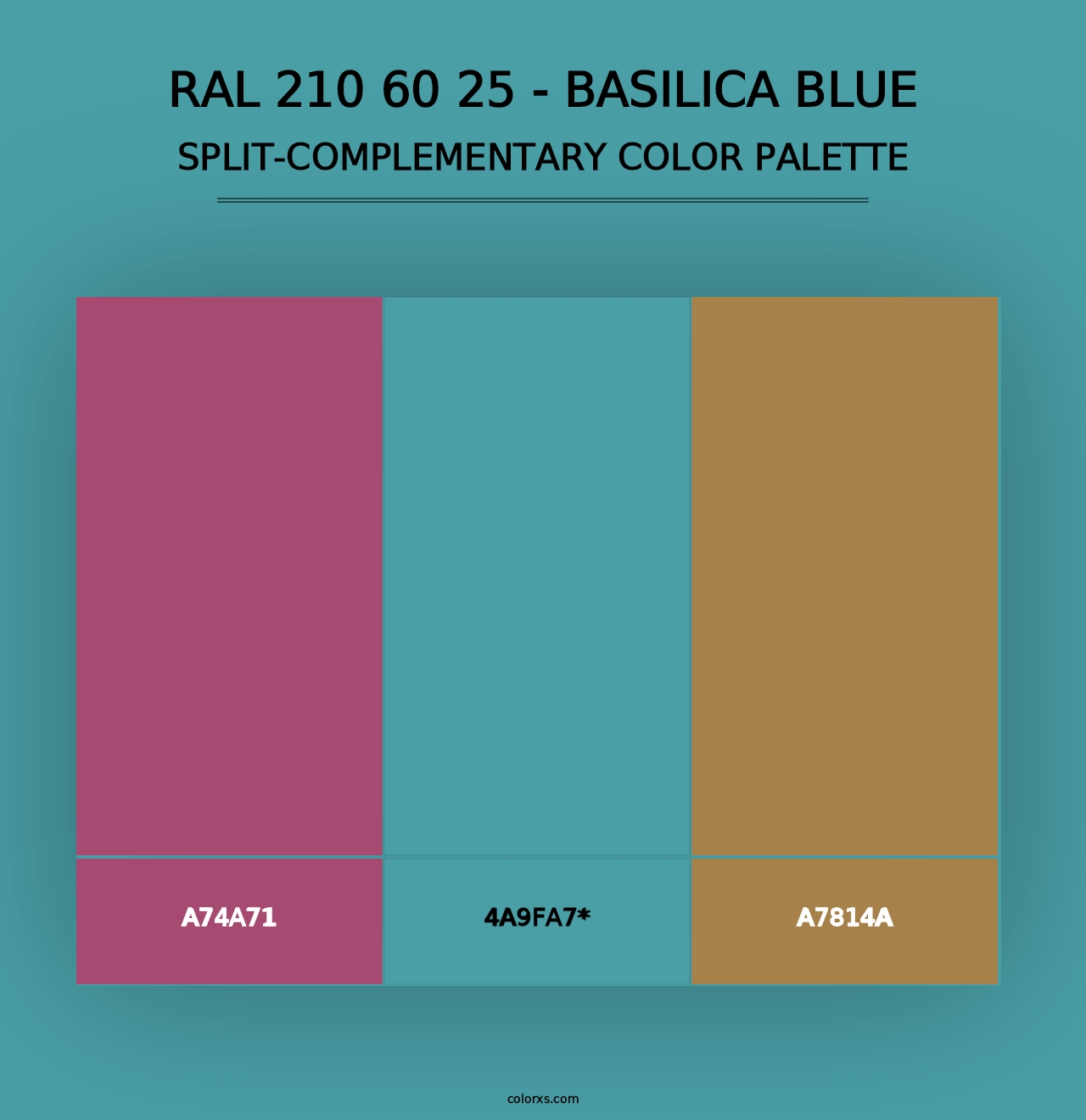 RAL 210 60 25 - Basilica Blue - Split-Complementary Color Palette