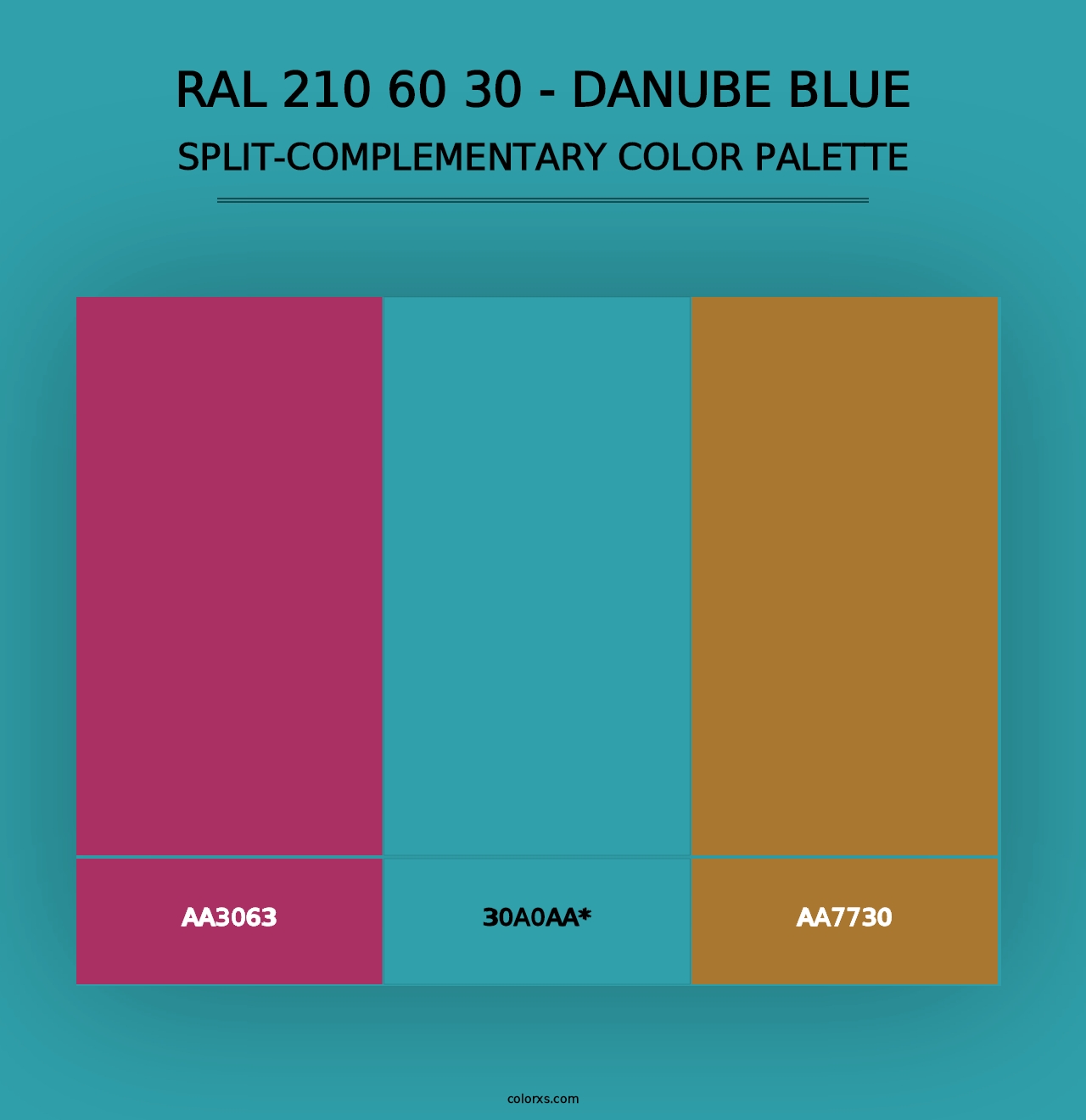 RAL 210 60 30 - Danube Blue - Split-Complementary Color Palette