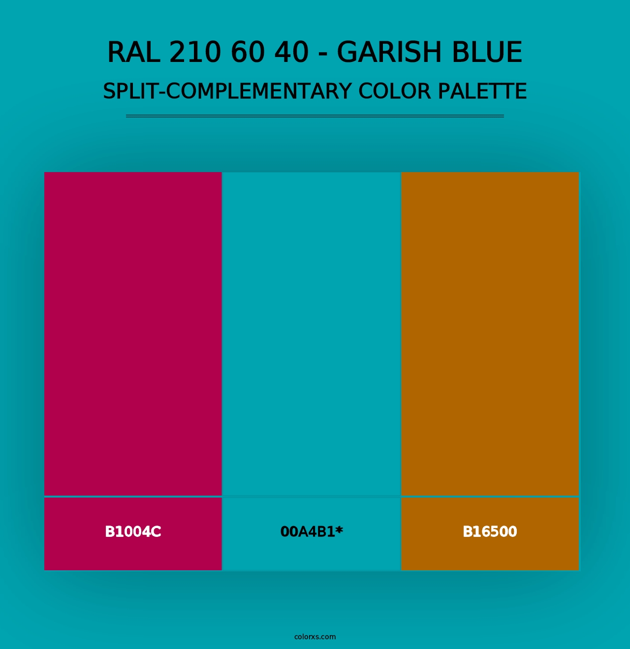 RAL 210 60 40 - Garish Blue - Split-Complementary Color Palette