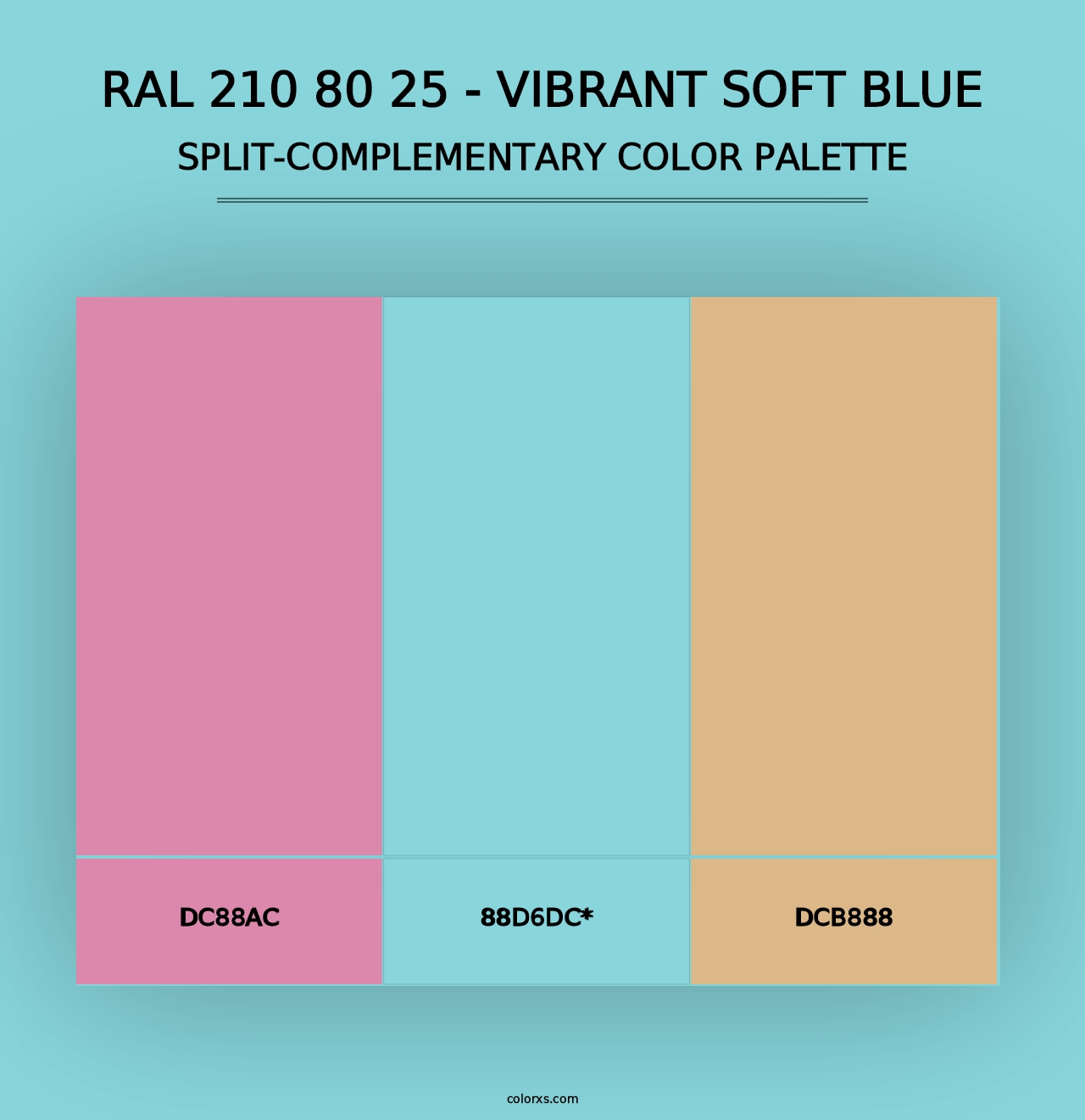 RAL 210 80 25 - Vibrant Soft Blue - Split-Complementary Color Palette