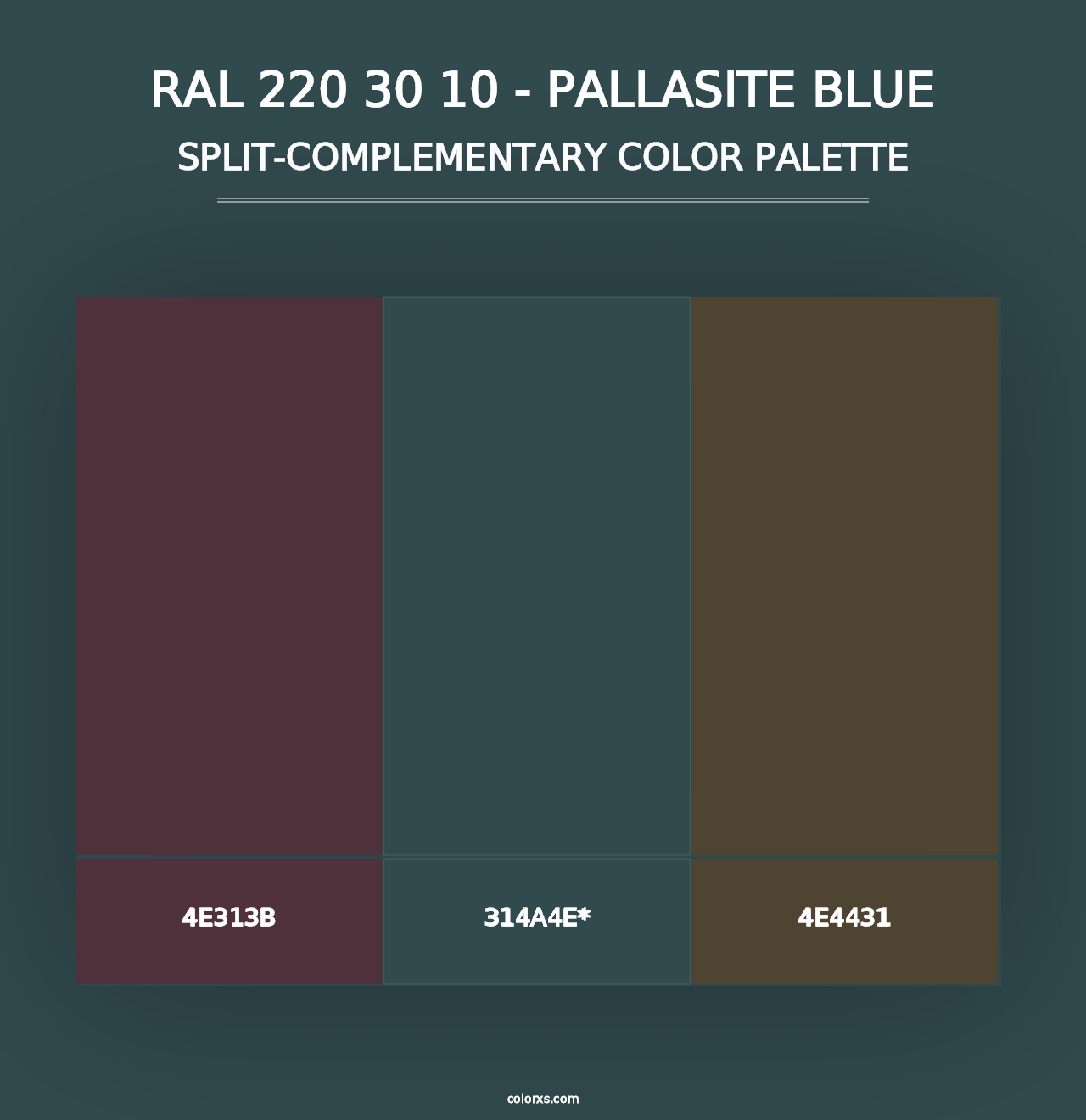 RAL 220 30 10 - Pallasite Blue - Split-Complementary Color Palette