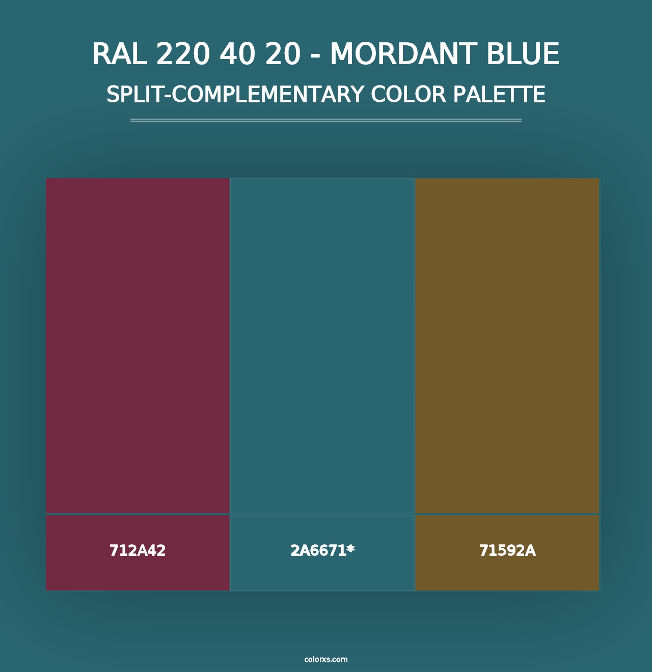 RAL 220 40 20 - Mordant Blue - Split-Complementary Color Palette