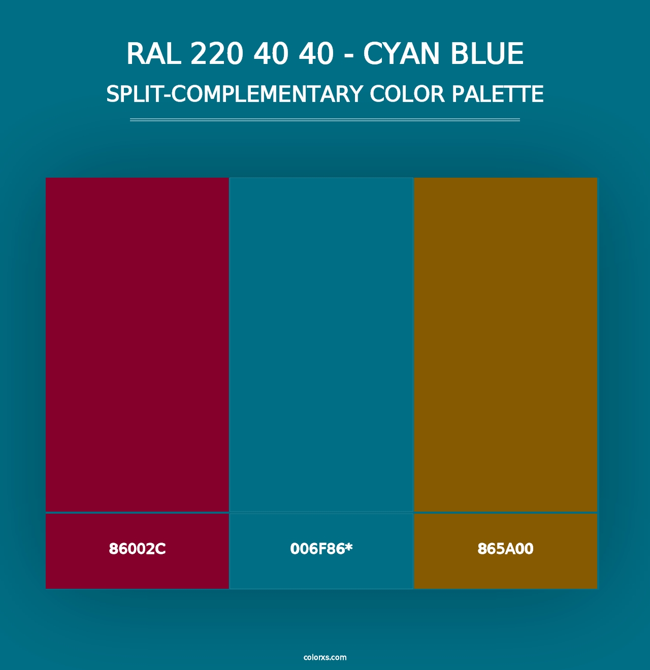 RAL 220 40 40 - Cyan Blue - Split-Complementary Color Palette