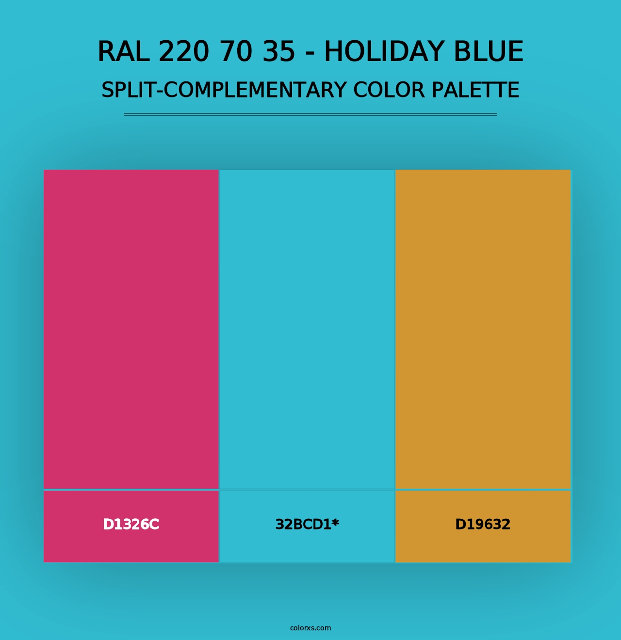 RAL 220 70 35 - Holiday Blue - Split-Complementary Color Palette