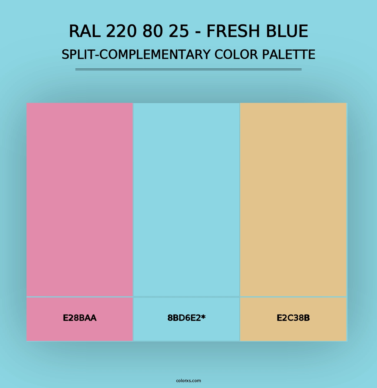 RAL 220 80 25 - Fresh Blue - Split-Complementary Color Palette