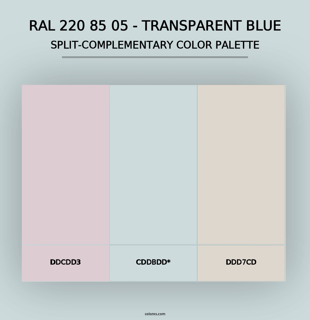 RAL 220 85 05 - Transparent Blue - Split-Complementary Color Palette