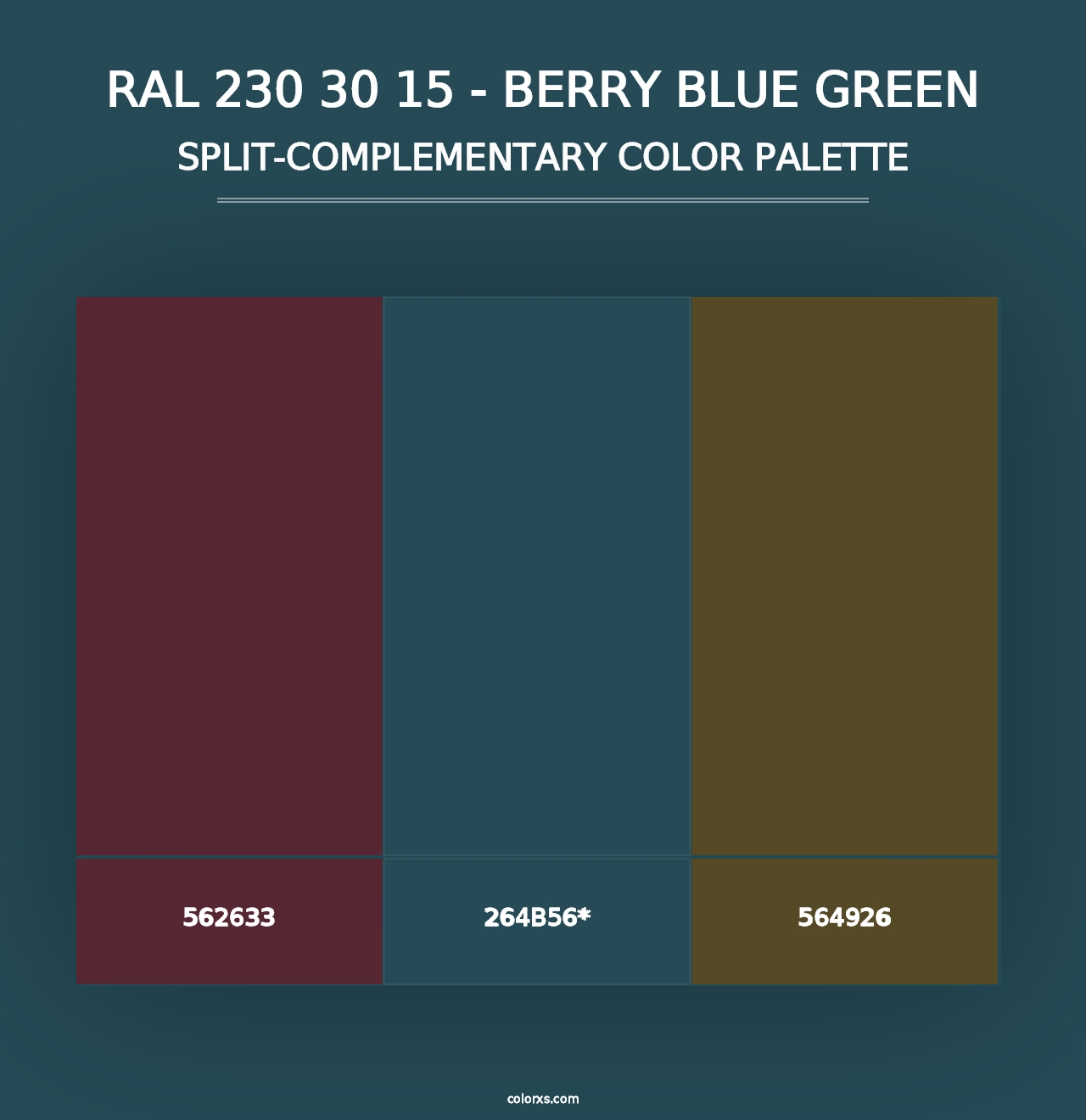 RAL 230 30 15 - Berry Blue Green - Split-Complementary Color Palette