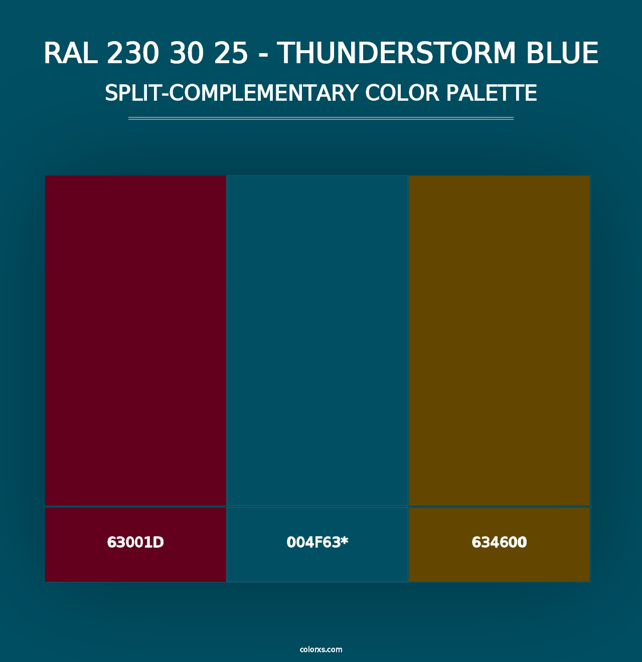 RAL 230 30 25 - Thunderstorm Blue - Split-Complementary Color Palette