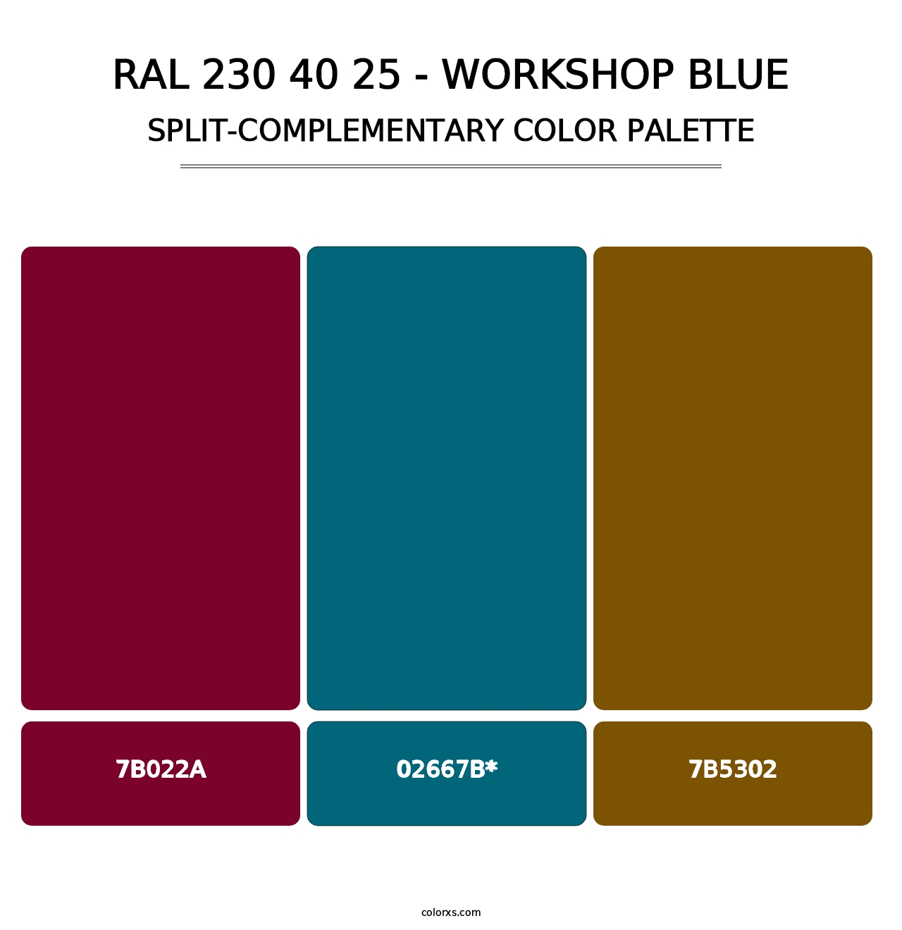 RAL 230 40 25 - Workshop Blue - Split-Complementary Color Palette