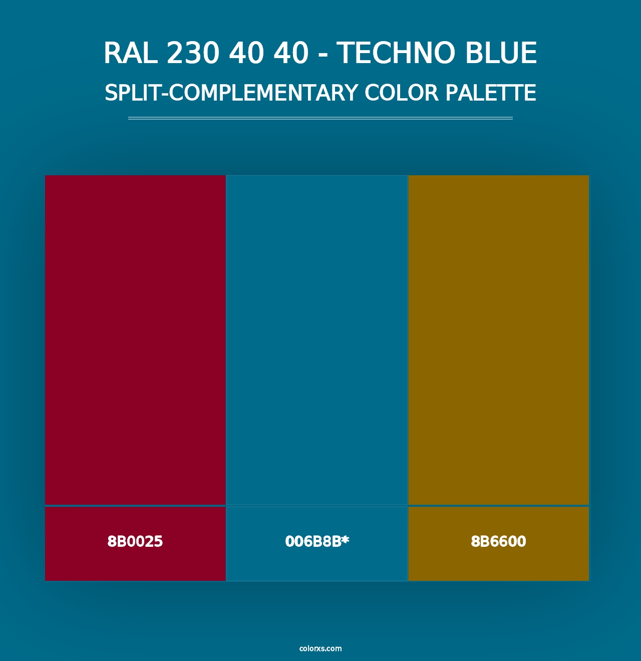 RAL 230 40 40 - Techno Blue - Split-Complementary Color Palette