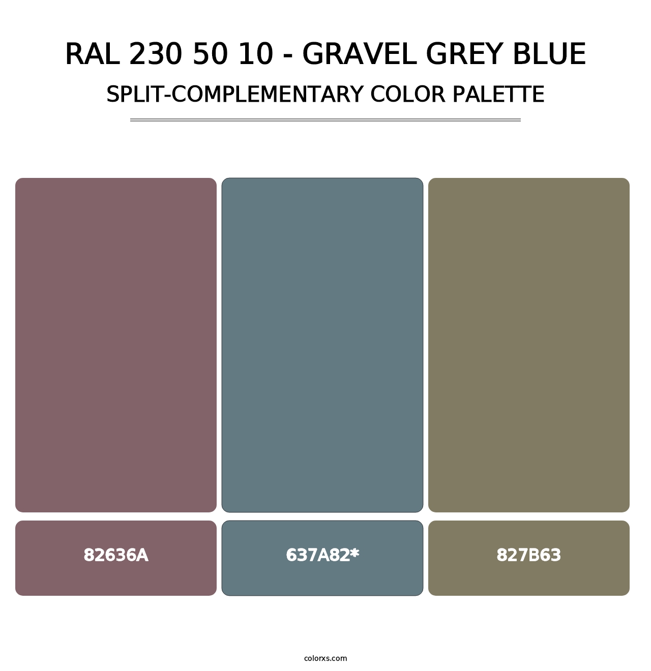 RAL 230 50 10 - Gravel Grey Blue - Split-Complementary Color Palette