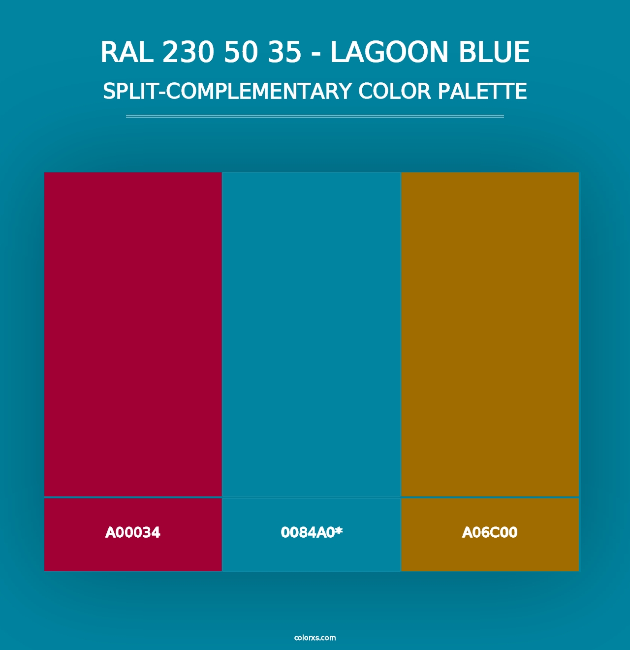 RAL 230 50 35 - Lagoon Blue - Split-Complementary Color Palette