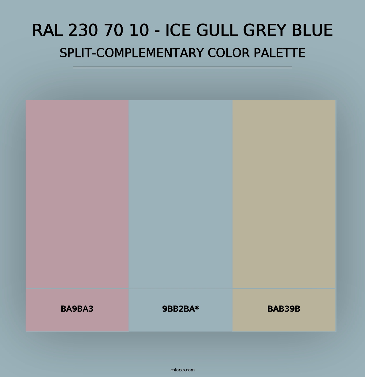 RAL 230 70 10 - Ice Gull Grey Blue - Split-Complementary Color Palette