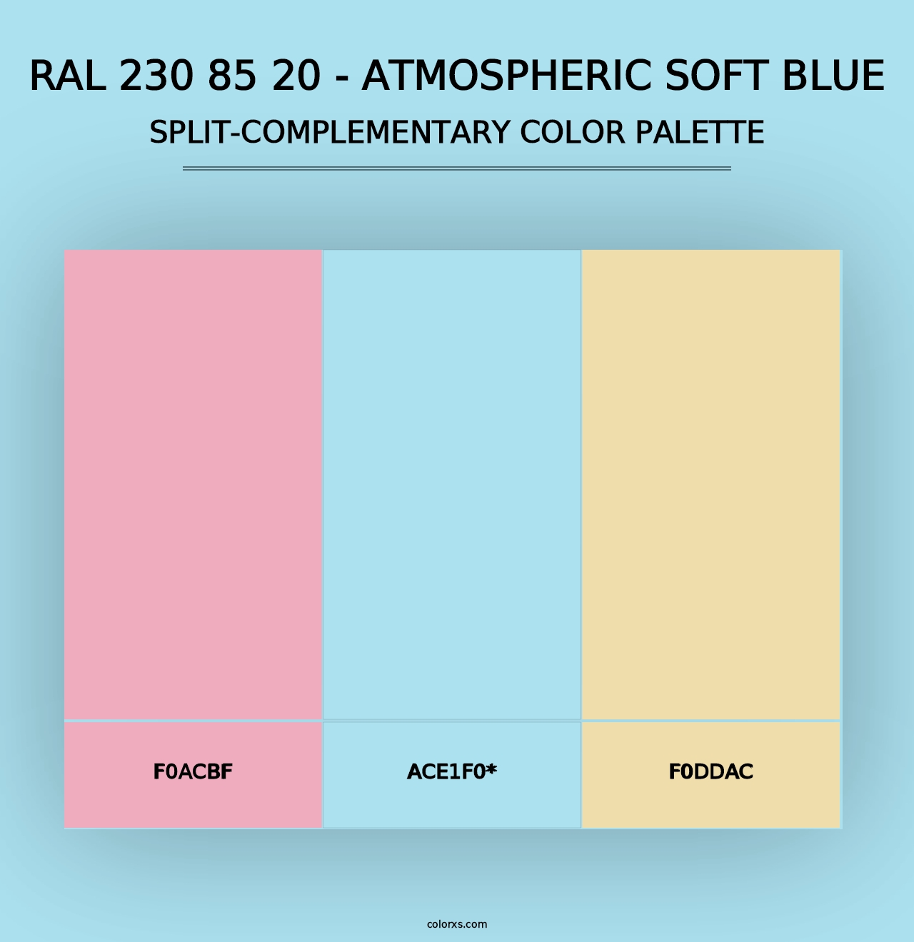 RAL 230 85 20 - Atmospheric Soft Blue - Split-Complementary Color Palette