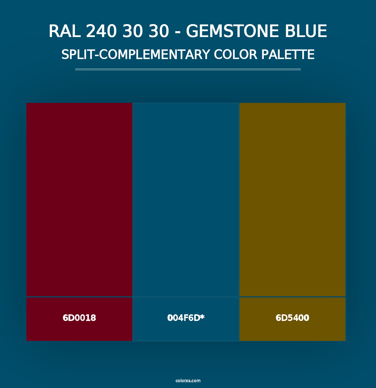 RAL 240 30 30 - Gemstone Blue - Split-Complementary Color Palette