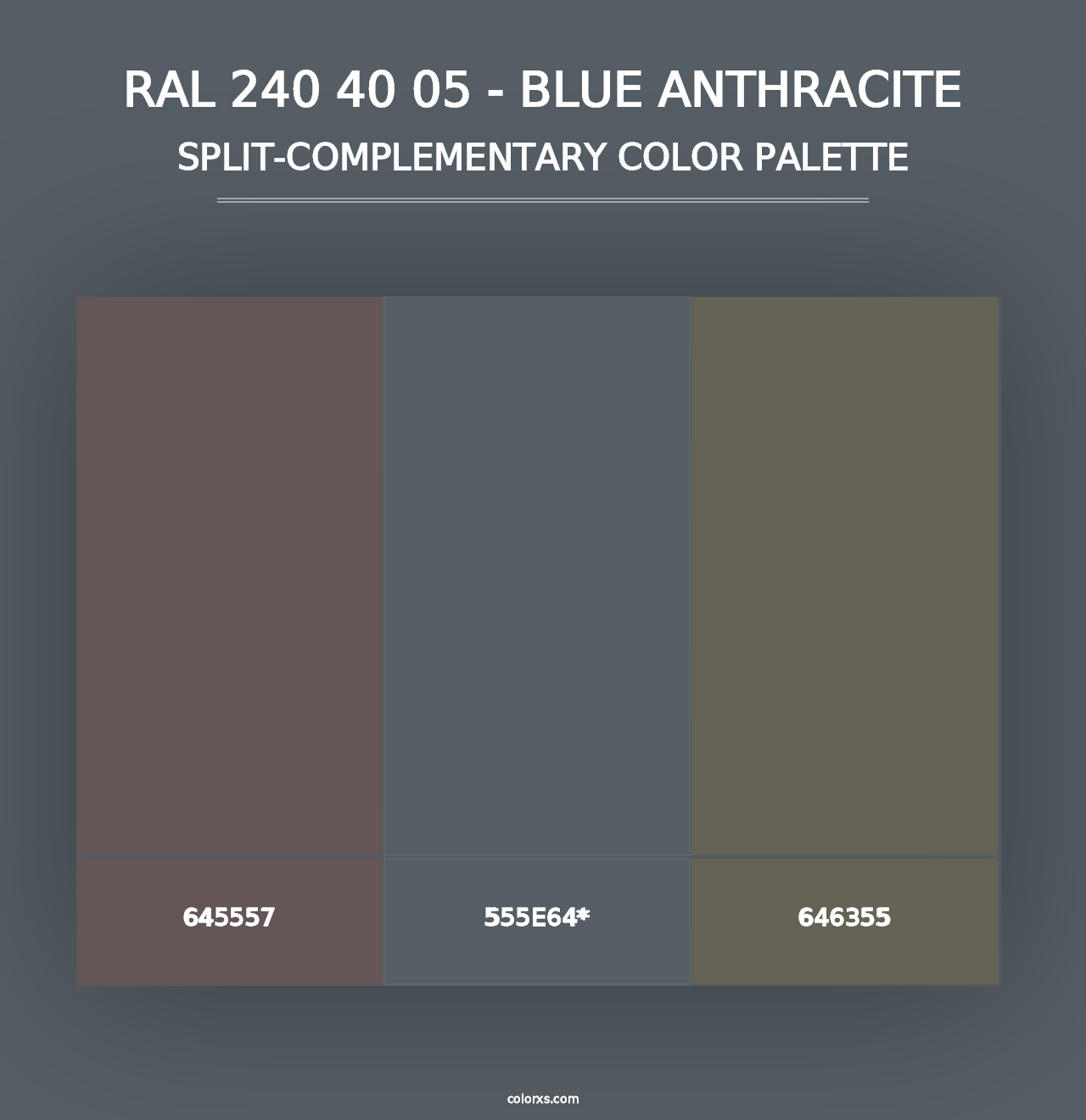 RAL 240 40 05 - Blue Anthracite - Split-Complementary Color Palette