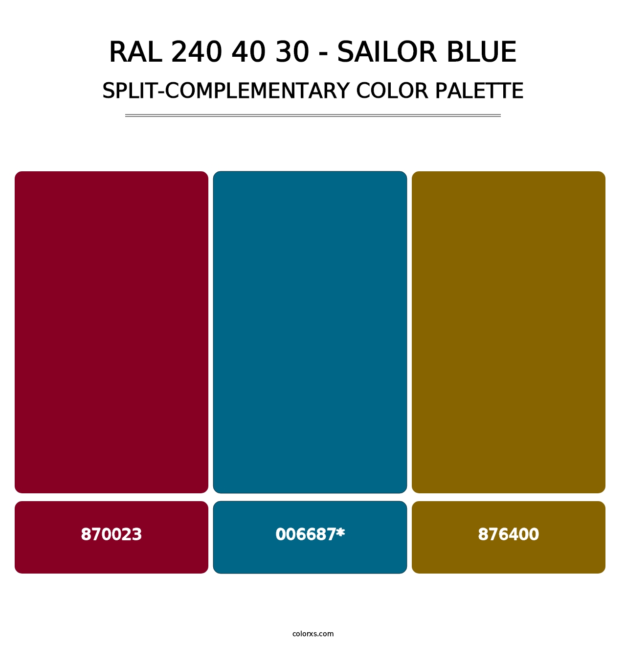 RAL 240 40 30 - Sailor Blue - Split-Complementary Color Palette