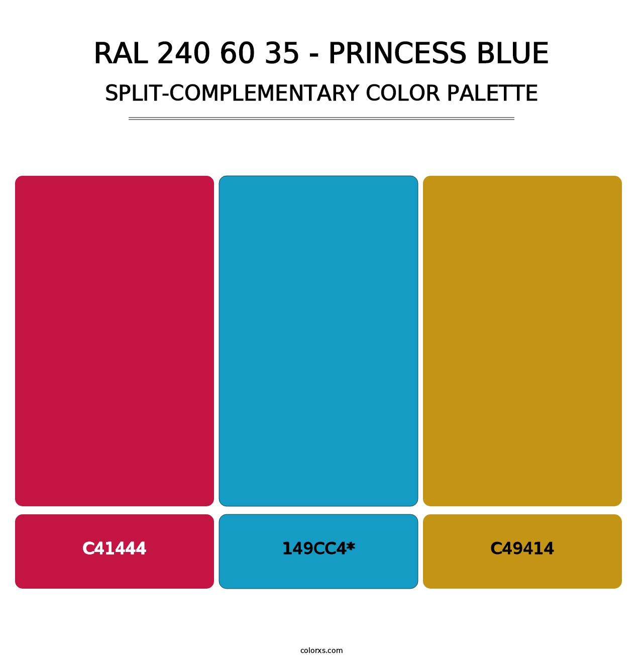 RAL 240 60 35 - Princess Blue - Split-Complementary Color Palette