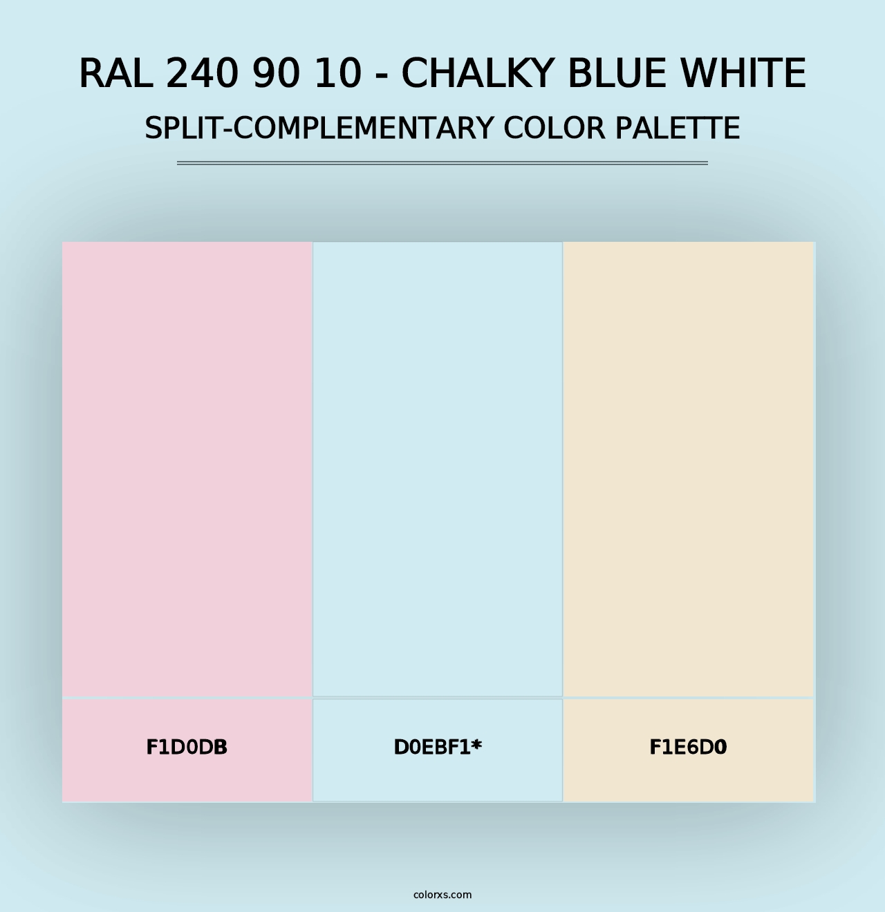 RAL 240 90 10 - Chalky Blue White - Split-Complementary Color Palette