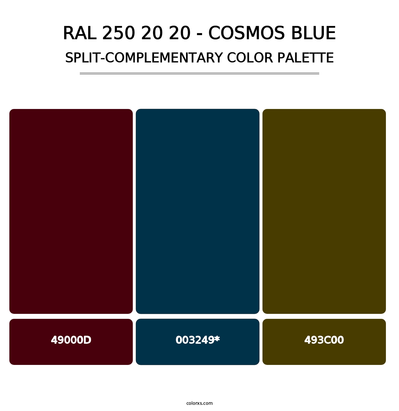 RAL 250 20 20 - Cosmos Blue - Split-Complementary Color Palette