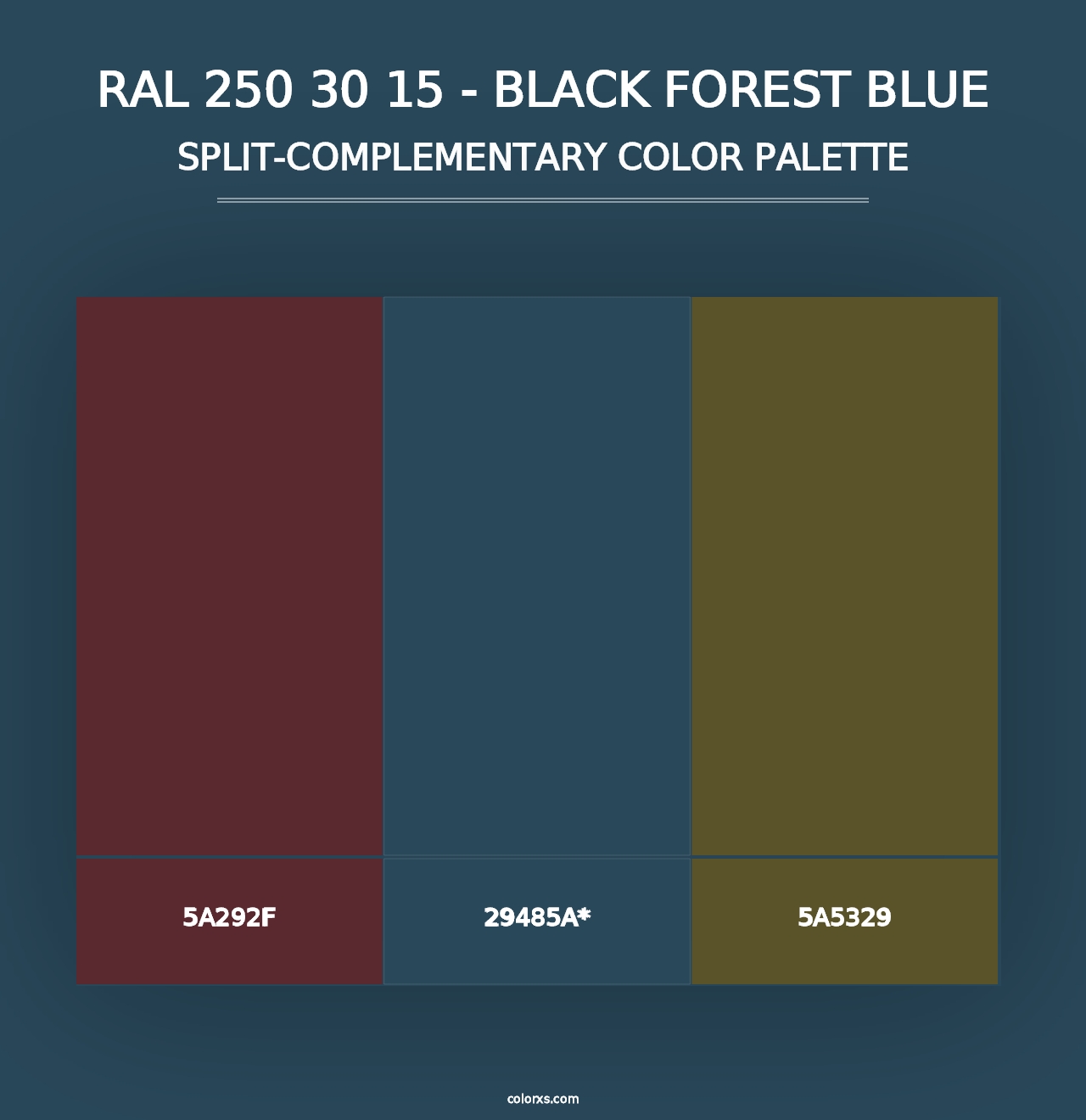 RAL 250 30 15 - Black Forest Blue - Split-Complementary Color Palette