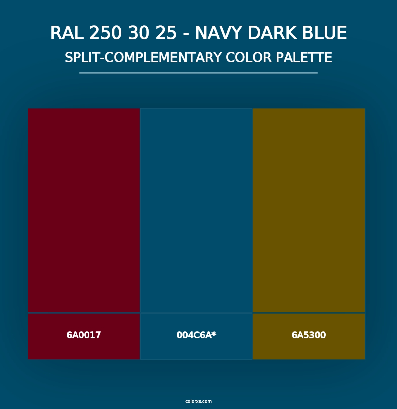 RAL 250 30 25 - Navy Dark Blue - Split-Complementary Color Palette