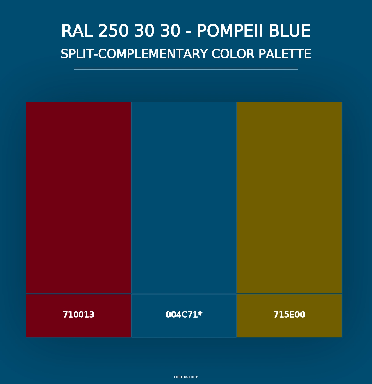 RAL 250 30 30 - Pompeii Blue - Split-Complementary Color Palette