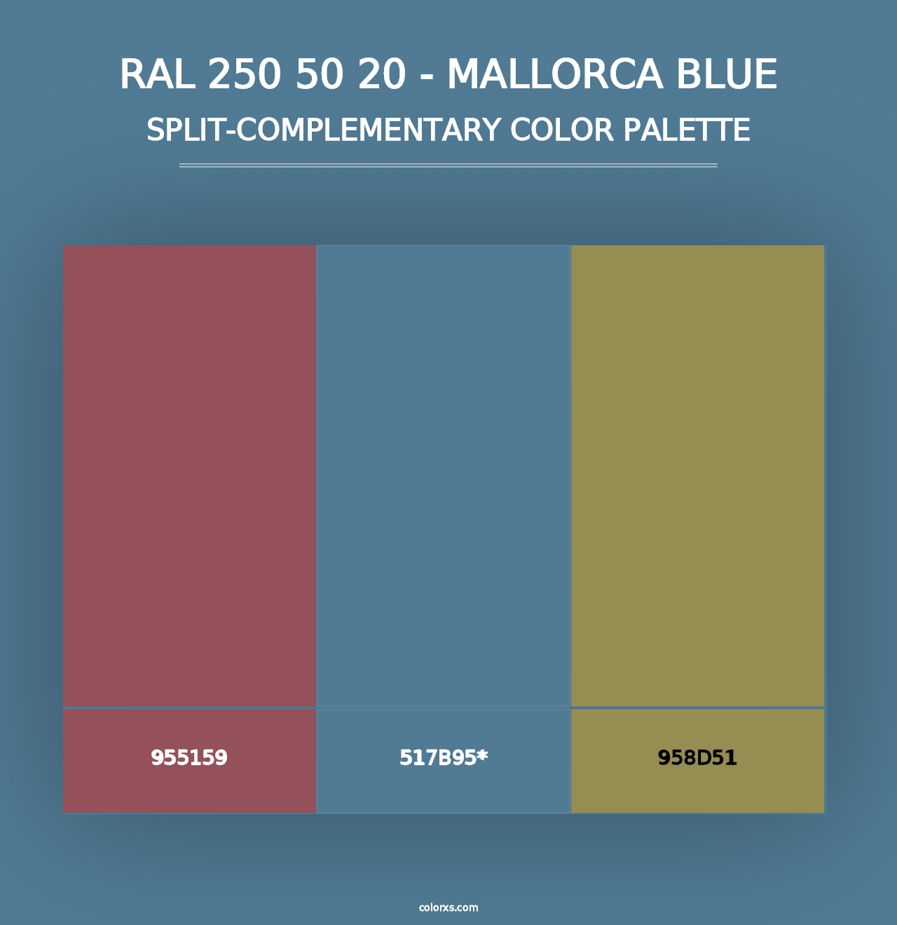 RAL 250 50 20 - Mallorca Blue - Split-Complementary Color Palette