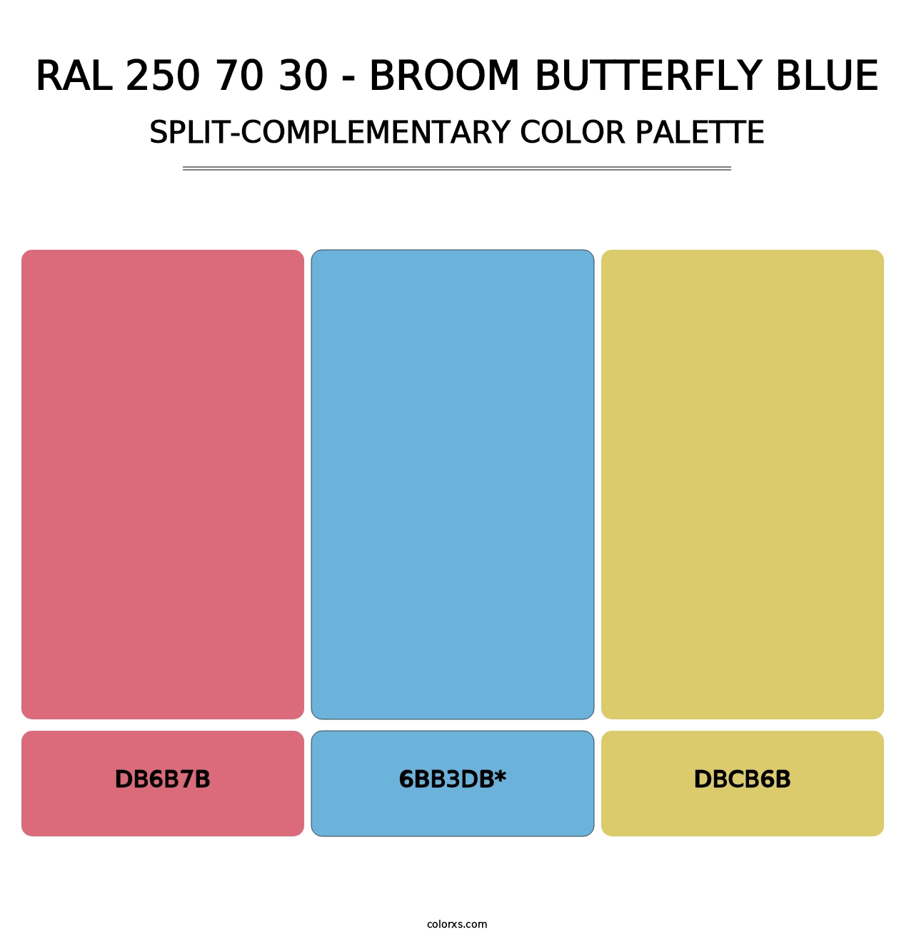 RAL 250 70 30 - Broom Butterfly Blue - Split-Complementary Color Palette