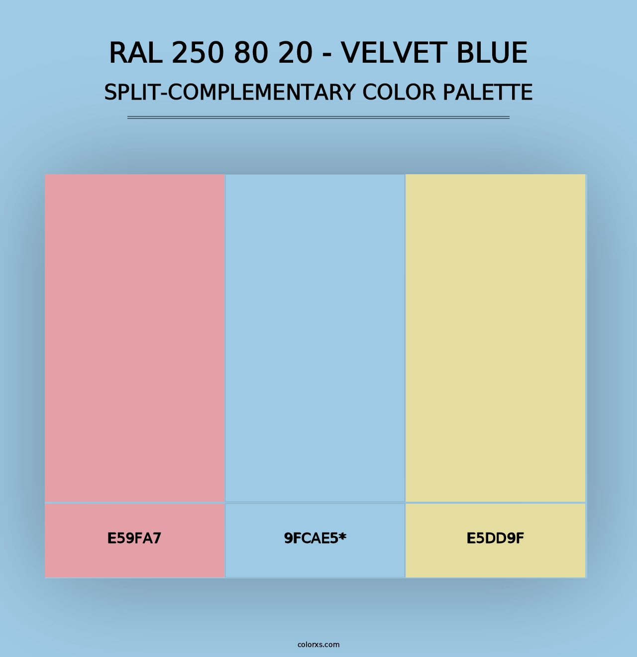 RAL 250 80 20 - Velvet Blue - Split-Complementary Color Palette