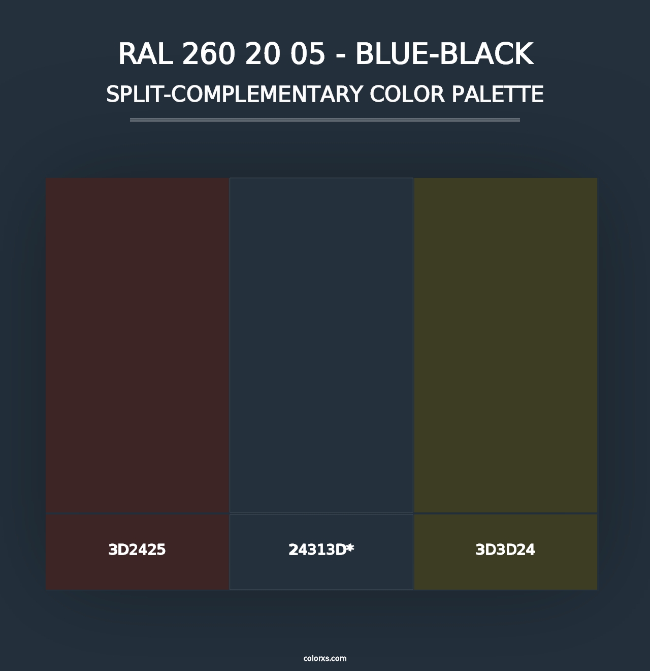 RAL 260 20 05 - Blue-Black - Split-Complementary Color Palette