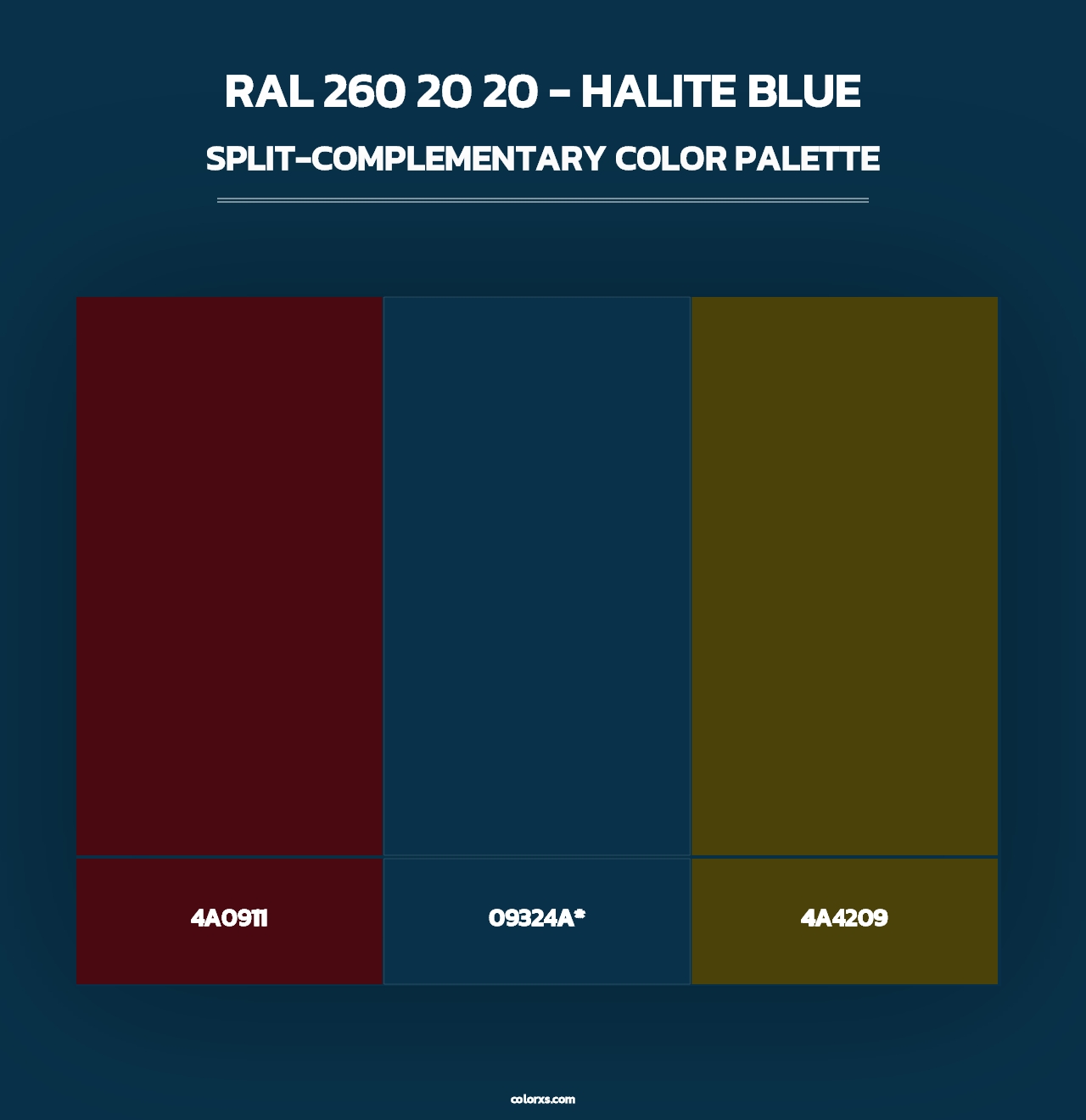 RAL 260 20 20 - Halite Blue - Split-Complementary Color Palette