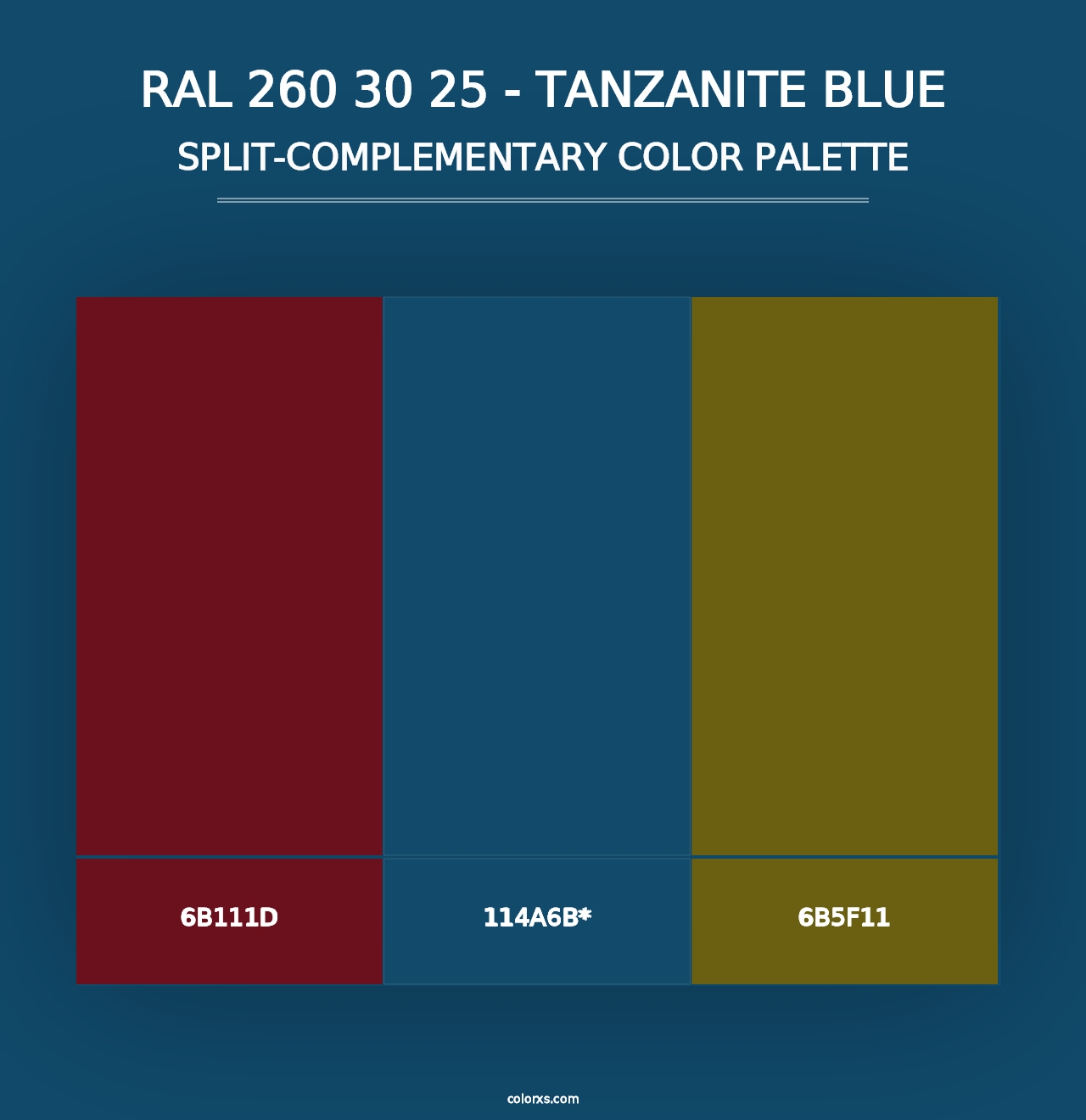 RAL 260 30 25 - Tanzanite Blue - Split-Complementary Color Palette