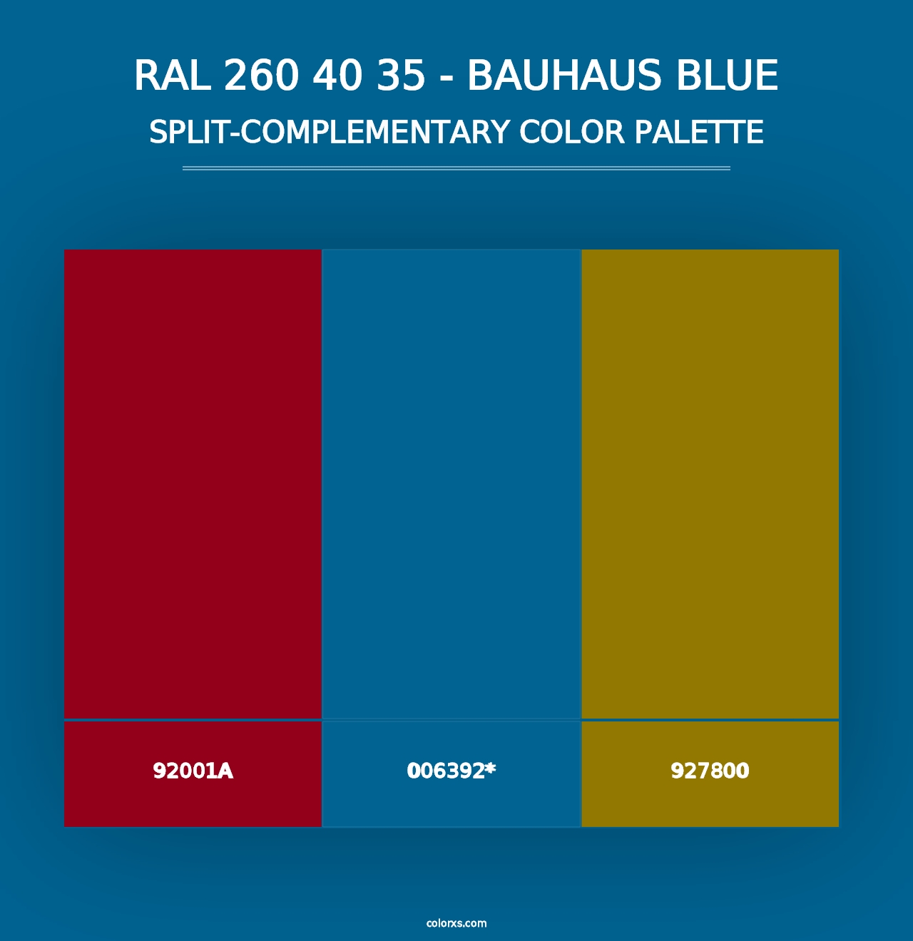 RAL 260 40 35 - Bauhaus Blue - Split-Complementary Color Palette