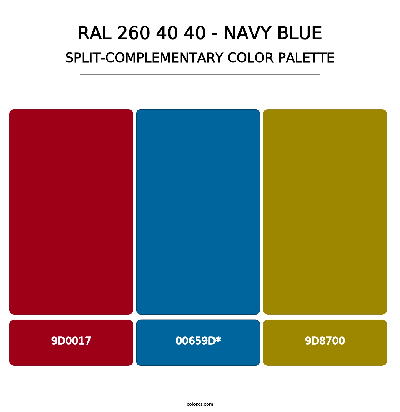 RAL 260 40 40 - Navy Blue - Split-Complementary Color Palette